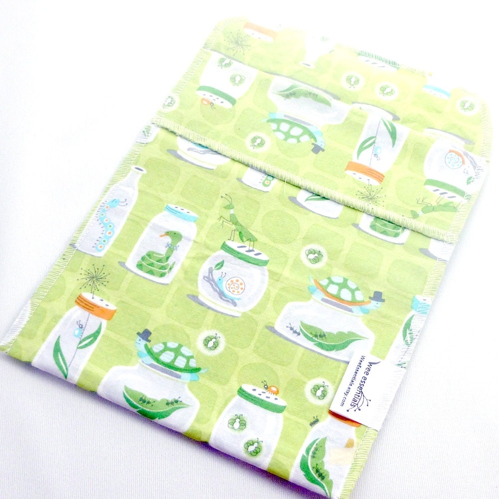 Medium Reusable Sandwich Bag- Food Baggie with pleated fold over closure - Bug Jars by Michael Miller