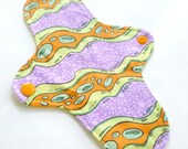 ULTRATHIN Reusable Cloth Pantyliner mini pad with wings - Purple Goo-  quilter's cotton top