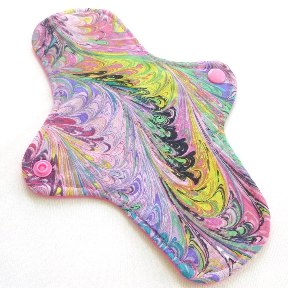 ULTRATHIN Reusable Cloth Pantyliner mini pad with wings - Purple Swirl -  quilter's cotton top