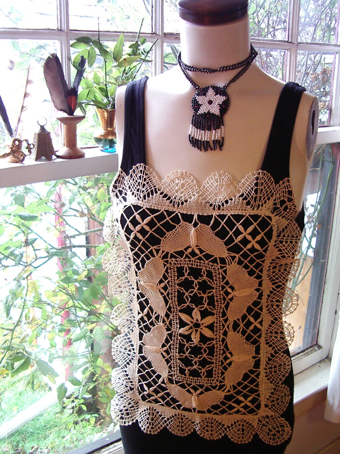 le papillion boho butterfly vintage lace tank top t shirt blouse extra small to medium