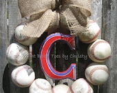 The Original Burlap Baseball Love Wreath with Distressed Letter