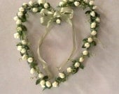 Shabby Chic Heart Wreath pale Yellow Ivory faux Roses Country Home Decor Ready ship handmade Valentines Day Flowers gift under 40