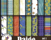 Paige set 1 INSTANT DOWNLOAD with 16 JPG digital files for Scrapbooking Papers flowers bees stripes and patterns zebra plaid