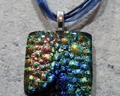 SALE Fused Glass Pendant and ribbon necklace: Too Close