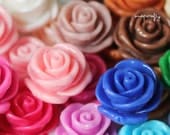 10pc candy rose resin flower cabochon mix 36mm 10pc, perfect for making hairpins and necklaces