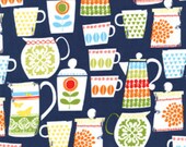Michael Miller PUT a LID on IT Navy Blue Nite - Cotton Quilt Fabric - by the Yard