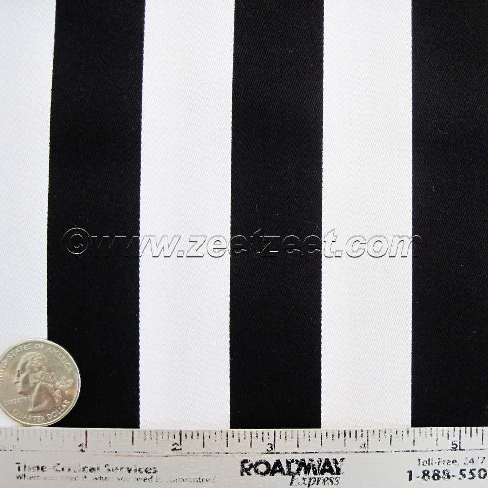 1" Awning STRIPE Black and White - 54" Extra Wide - Cotton Home Dec Drapery Weight Fabric - by the Yard