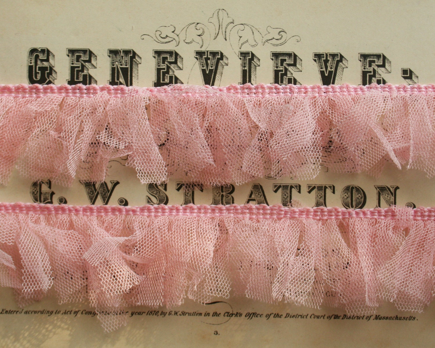 Soft Pink Double Ruffled Tulle Trim