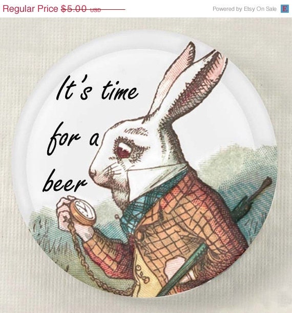 40% OFF sale bottle opener White Rabbit from Alice in Wonderland bottle opener 2.25 inches