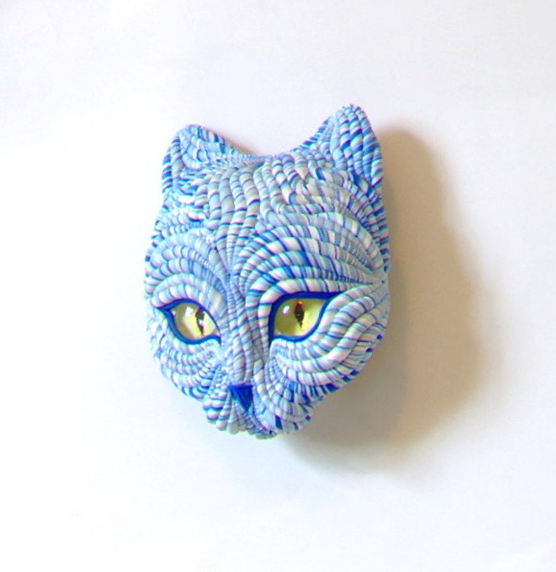 Blue Cosmic Cat Sculpture