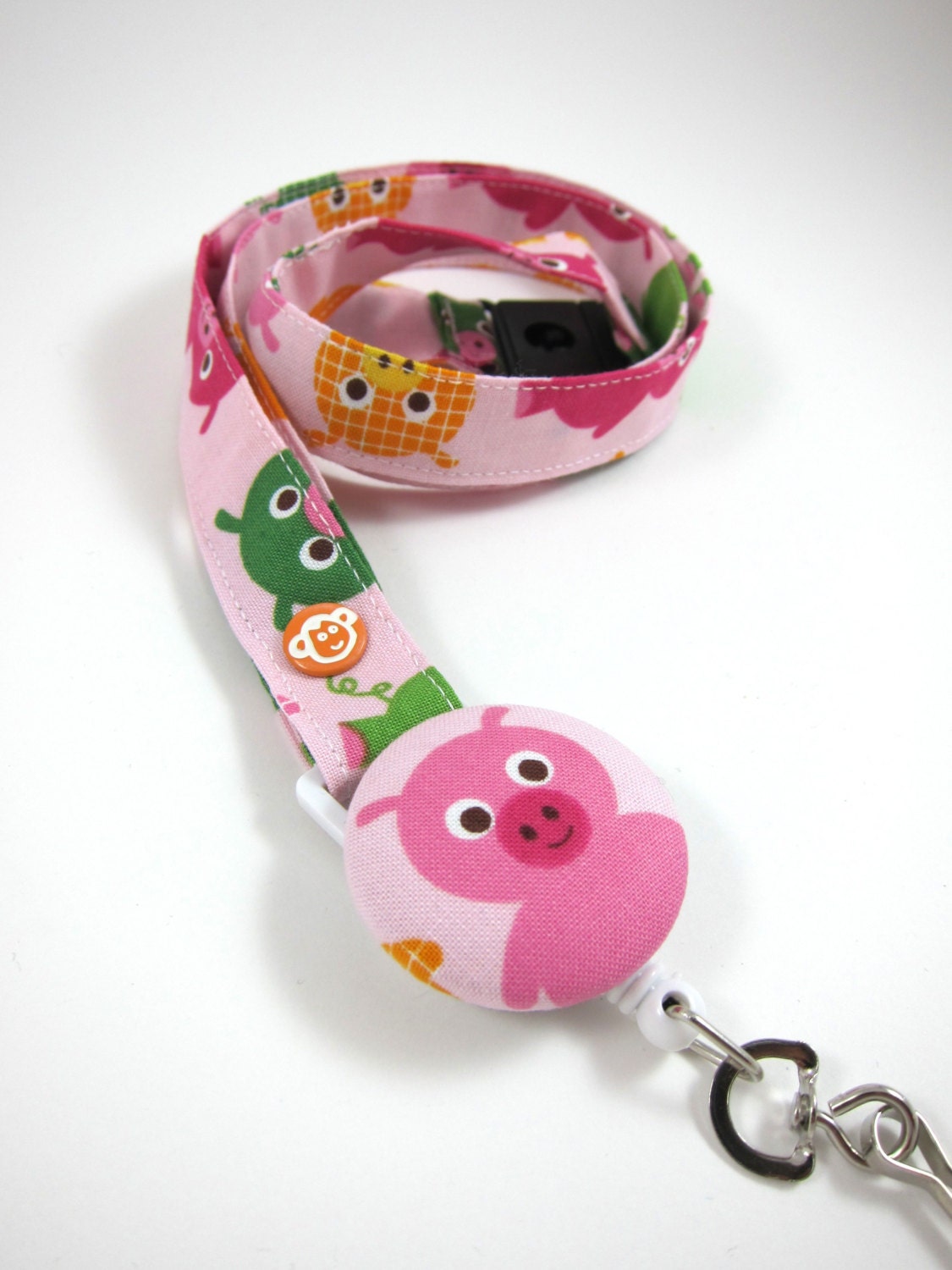Cute Lanyard with Retractable Badge Reel - ID Badge Holder - Piggies
