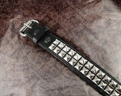 Leather Belt - The Hard Core Pyramid Studded 2-Row