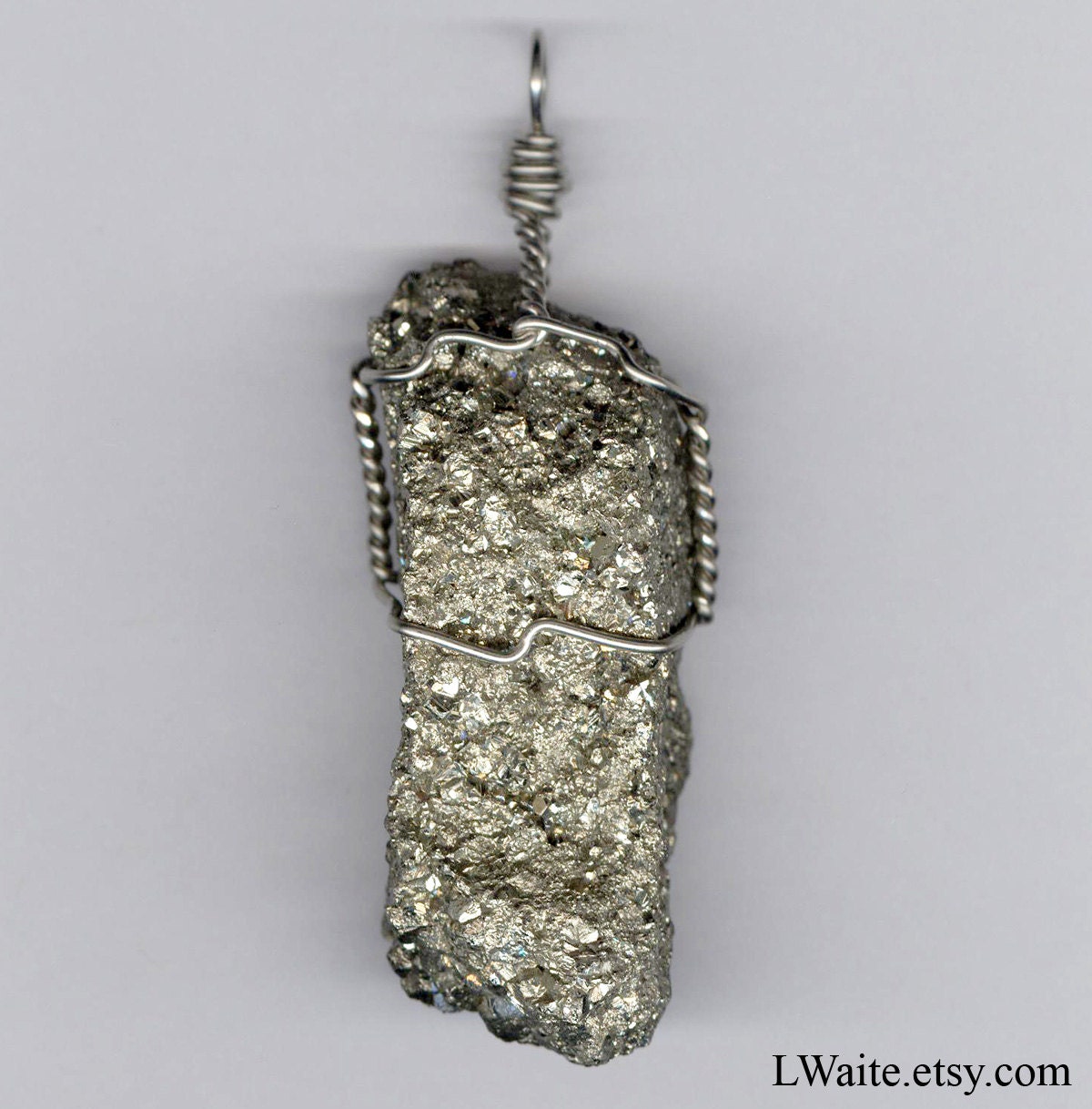 Wire Wrapped Healing Crystal Pyrite Pendant