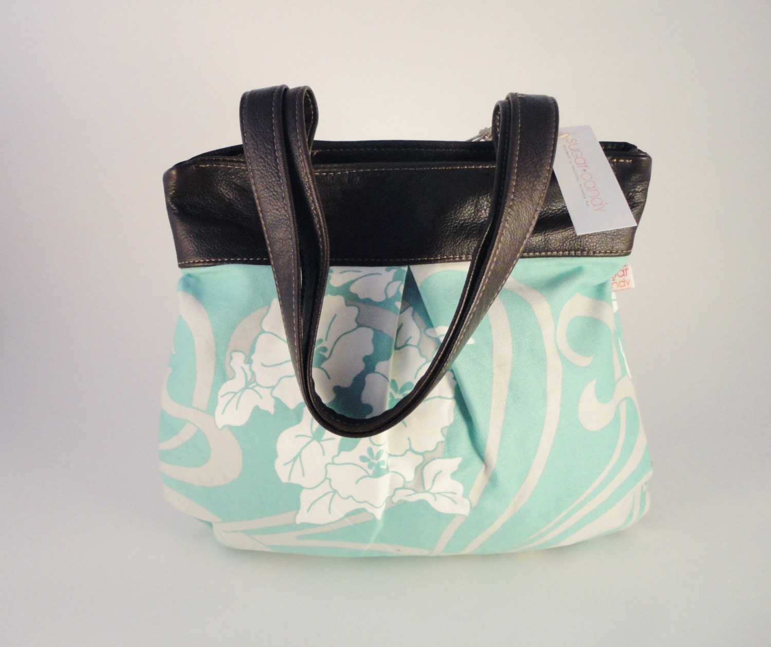 Leather and Amy Butler Home Dec Fabric Shoulder Tote - the Leather Swing Bag