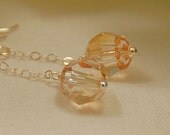 Swarovski Crystal Earrings, Bridesmaid Earrings, Crystal Golden Shadow in Sterling Silver, Dangle Earrings, Wedding Jewelry