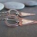Sale-Copper Sterling Rustic Bohemian Dangle Heart Hoop Earrings-Artisan Handmade Earrings.