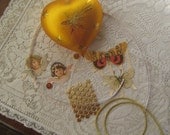 Made In Germany Christmas Heart Keepsake Ornament Kit DIY Scraps & Dresdens Crinkle Wire