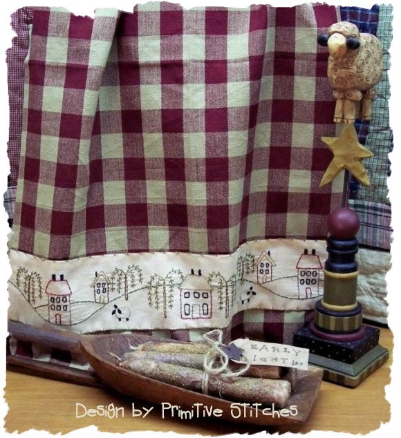 Primtive Stitchery E-PATTERN--Salbox Valley Towel Band by Primitive Stitches-Instant Download