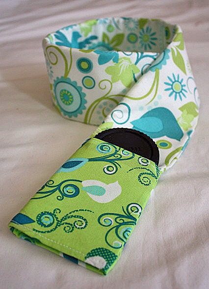 DSLR Camera Strap Lens Cap Pocket Padded Cover Green Blue Bird