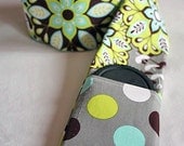 DSLR Camera Strap Padded Cover Lens Cap Pocket Blue Green Gray Polka Dot