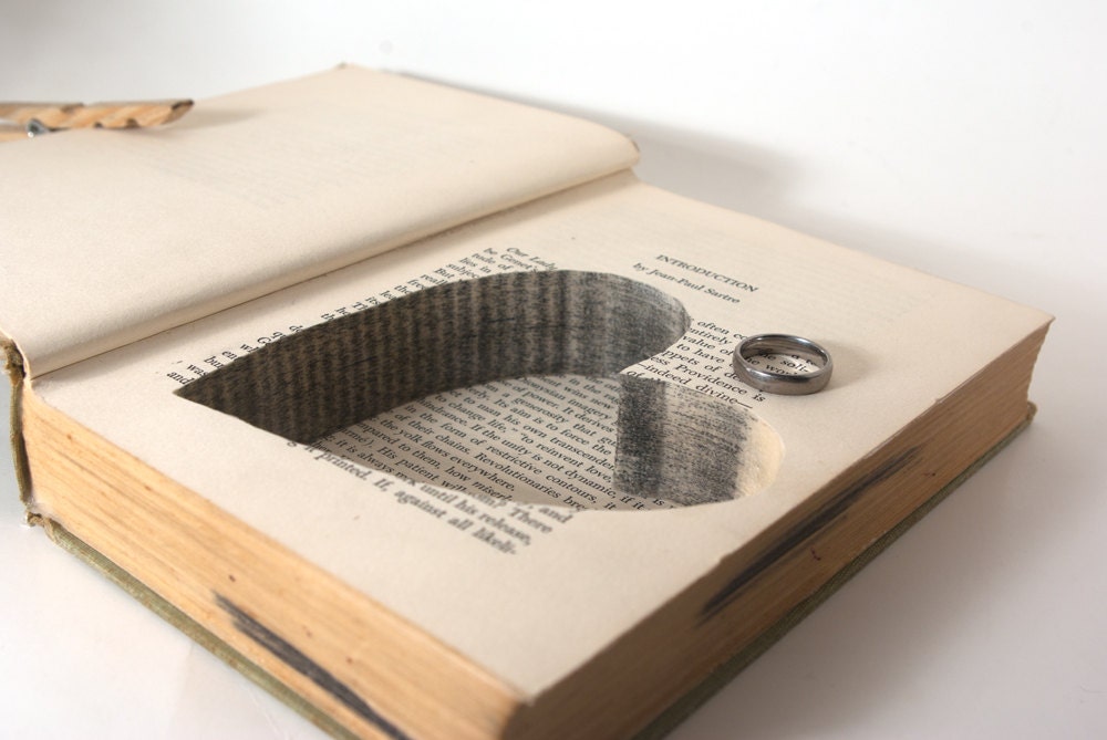 Wedding - Vintage Hollow Book Safe with Heart - Our Lady of the Flowers