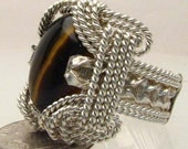 Handmade Solid Sterling Silver Wire Wrap Tiger Eye Ring