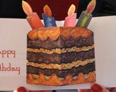 Happy Birthday Pop-up card Handmade with Cake, Candles, and Balloons