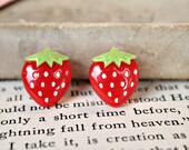 Strawberry post earrings.