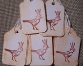 Shabby rustic prim Bird with crown handstamped vintage style gift price tags set of 25