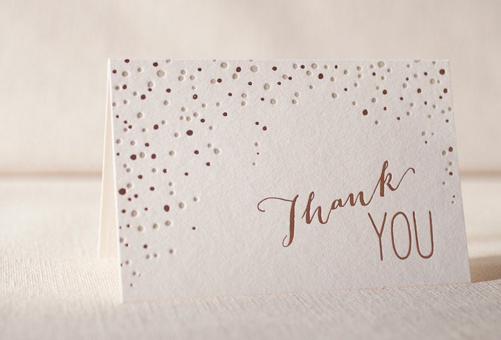 Letterpress & Foil Thank You Cards - Sparkling Thank You. Bamboo paper, kraft envelopes, set of 6 cards. F4-61