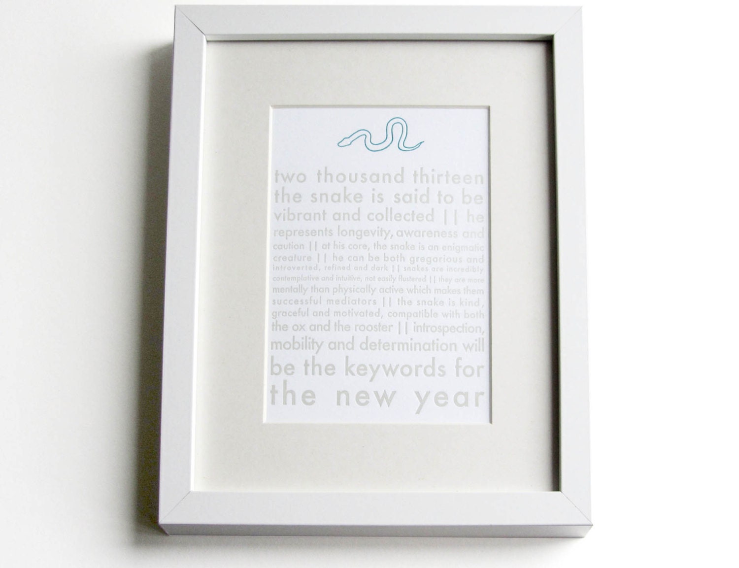 2013 Year of the Snake - Limited Edition Letterpress Print (framed)