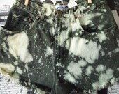 MERMAID // Vintage Destroyed High WAISTED Cut Off Green'n'Bleach Levi's Denim Shorts, S-M