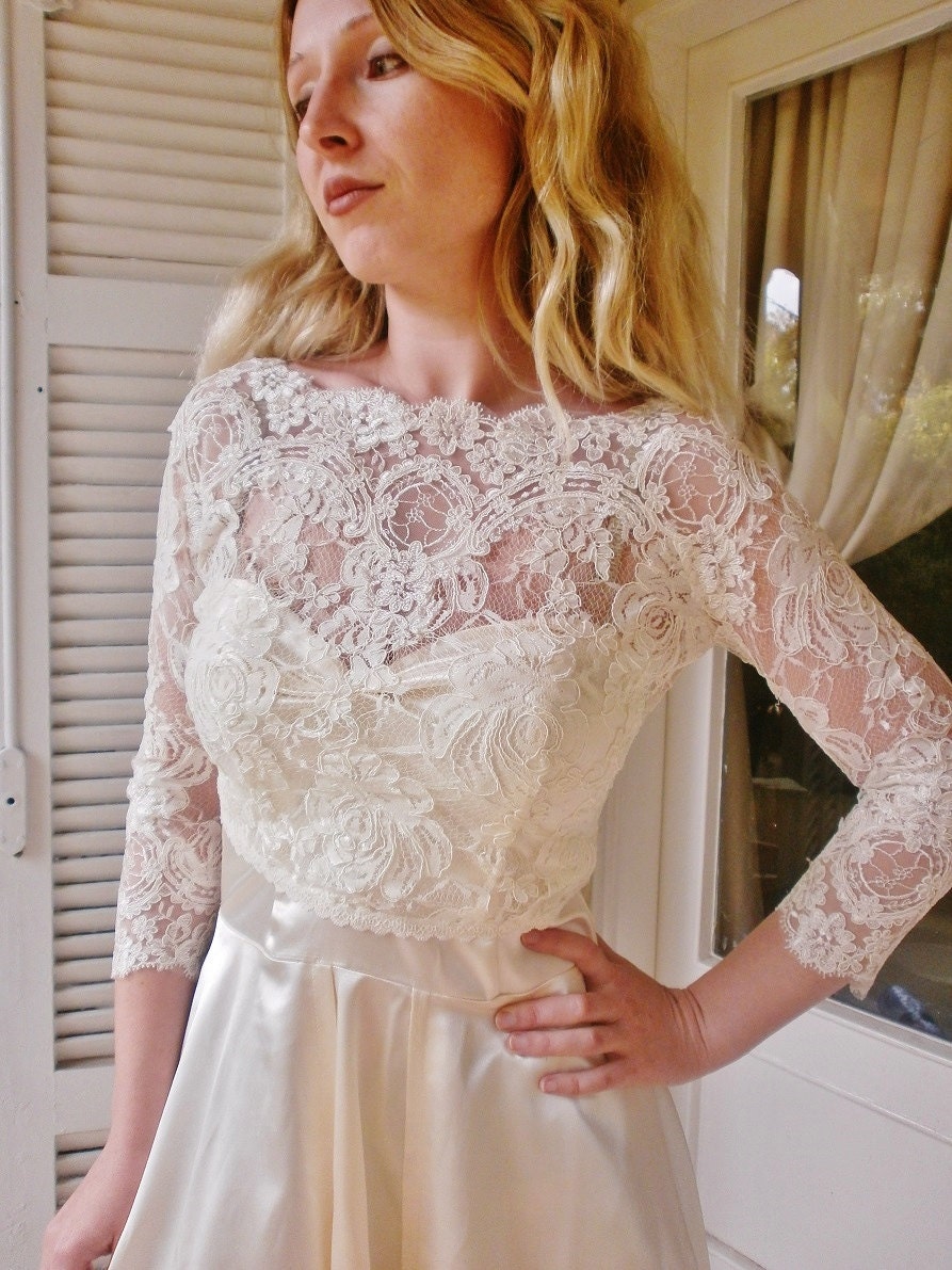 Ballade del Vientre ivory bridal lace top ivory lace blouse ivory bridal bolero jacket wedding bolero