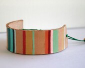 Hand Painted Leather Cuff - Bracelet - adjustable