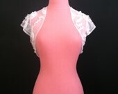 FLEUR sheer bolero shrug / white appliqué wedding bolero