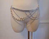 80s belt / Chained to Love Chunky Vintage 1980s Silver Boho Belt