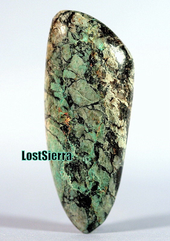 2013 New Gemstone Find "Sierra Creek Turquoise w/Silver Ore" Designer Cabochon 22mmX55mmX7mm