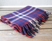 Vintage Plaid Wool Picnic Car Blanket