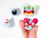 Tropical Island Resort Vacation Magnets Kitchen Decoration in Colorful Bright Neons. Summer Gift Ideas for the Office, Kids, School, or Home