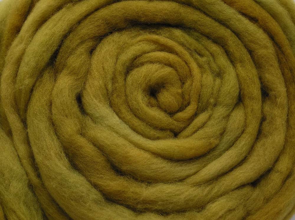 210g Acid Dyed Falkland Wool Top - Olive