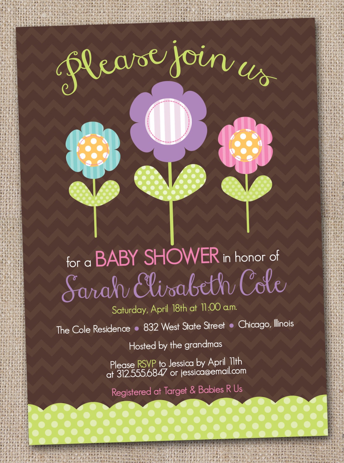 Printable Baby Shower Invitation Flower Garden