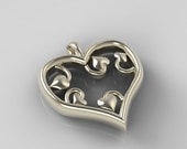Valentines Day Pendant Heart shaped Pendant with smaller curly Hearts inside made of Sterling Silver