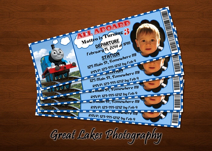 Personalized Thomas The Train Birthday Ticket Invitation - Digital File