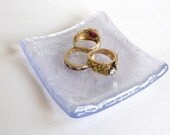 Small Glass Ring Dish in Silver and Pale Purple Tint