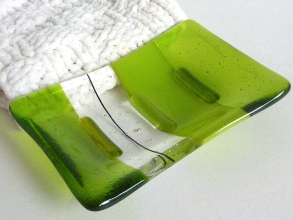 Spring Green Glass Soap Dish