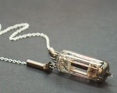 Steampunk Necklace- Silver Vacuum Tube Hardware Industrial Jewelry