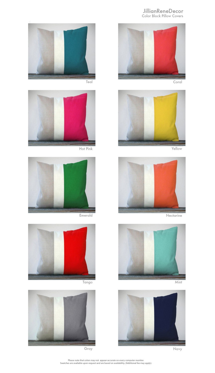 Custom Linen Color Block Pillow (20x20) Cream Stripe Trio by JillianReneDecor