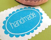 Handmade Text Rubber Stamp, Scallop design, Hand Carved