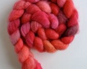 BFL Wool Roving - Hand Painted Spinning or Felting Fiber, Rose Petals