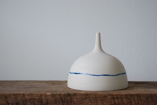 Porcelain Bottle with Blue Line